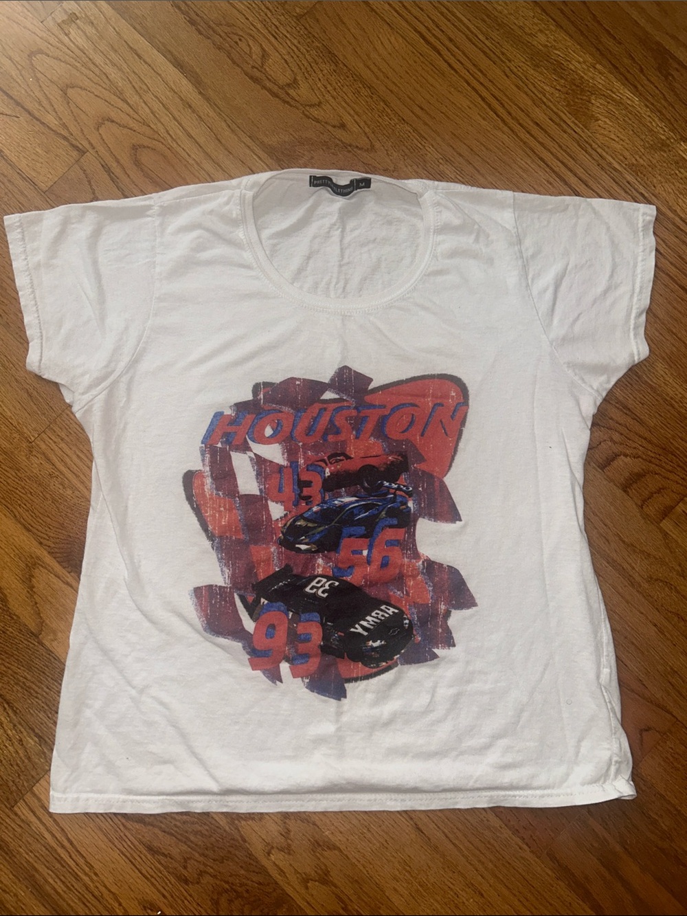 PrettyLittleThing Houston Vintage Style Race Car Graphic Tshirt size Medium